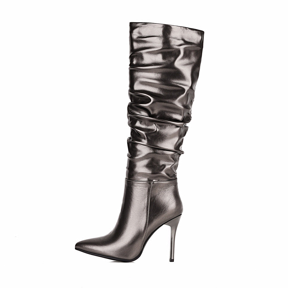 European And American Style Spring And Autumn New Stiletto Gold And Silver Boots