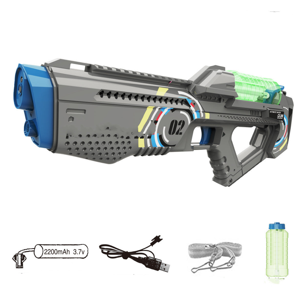 Automatic Summer Electric Water Gun With Light Rechargeable