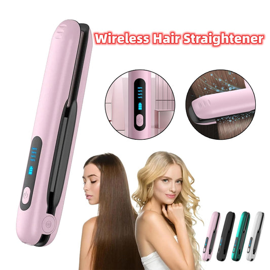 Wireless Hair Straightener Flat 2 IN 1 Roller USB 5000mAh Max 200 Degree Portable Cordless Curler 4 Levels Dry And Wet Uses