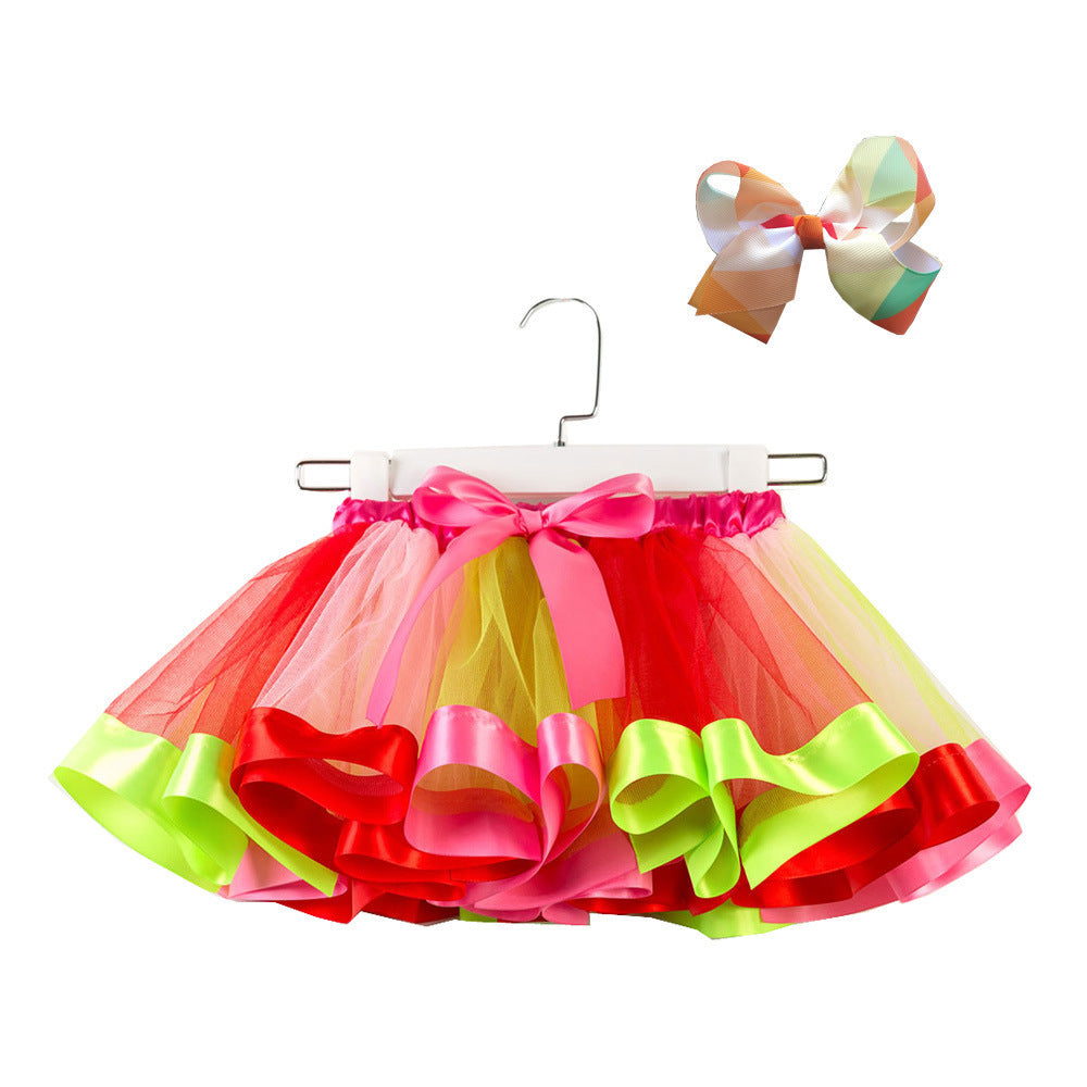 Fashion Children's Mesh Rainbow Tutu Skirt