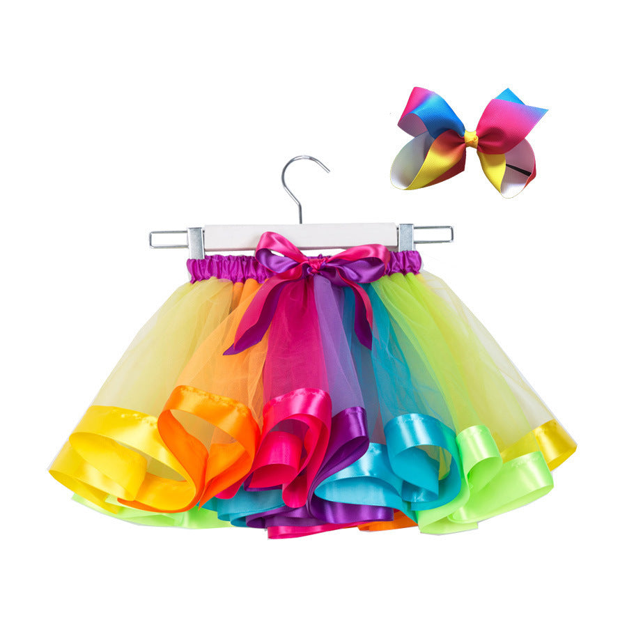 Fashion Children's Mesh Rainbow Tutu Skirt