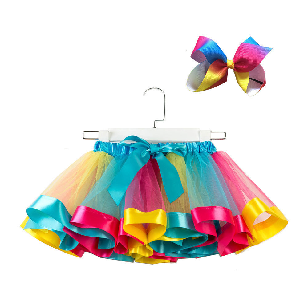 Fashion Children's Mesh Rainbow Tutu Skirt