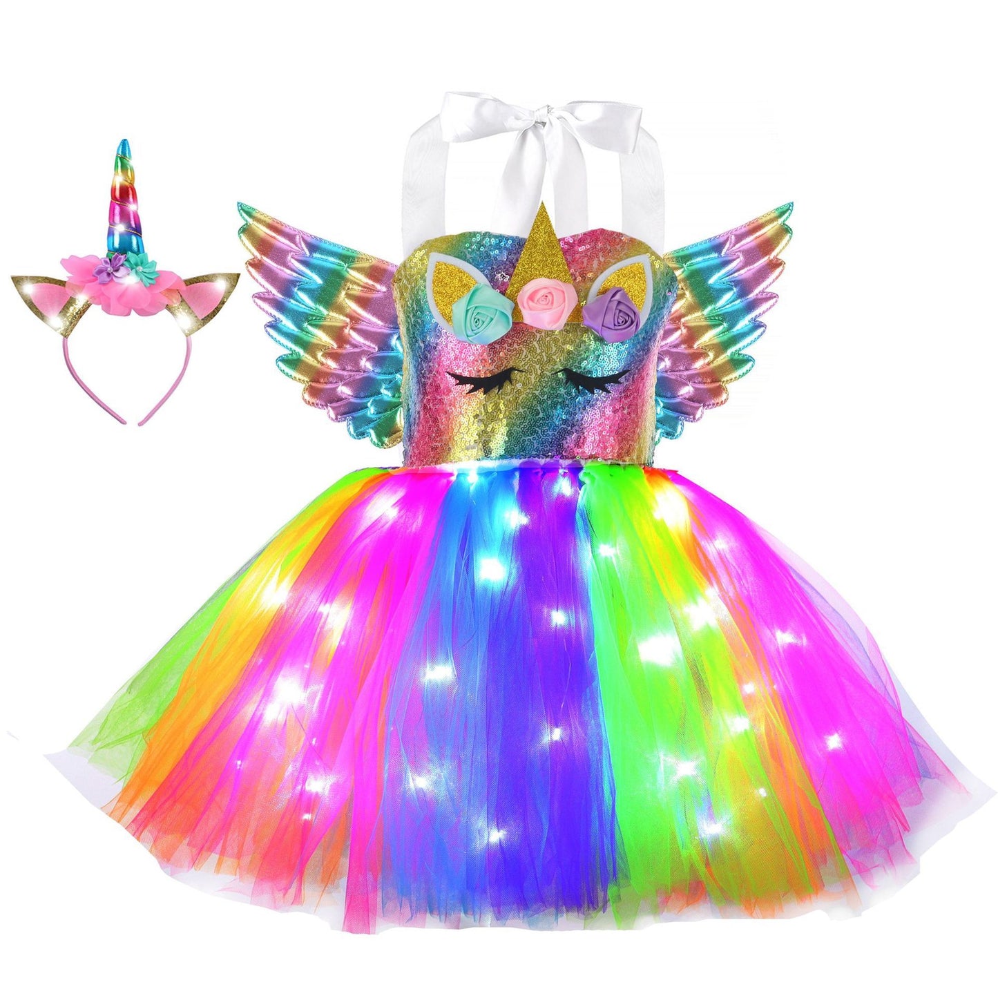 TUTU Skirt Children's Wings With Lights Gauze Skirt Cross-border Amazon Children's Princess Dress LED TUTU