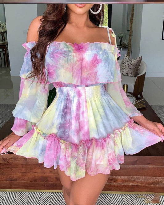 Color ruffle dress