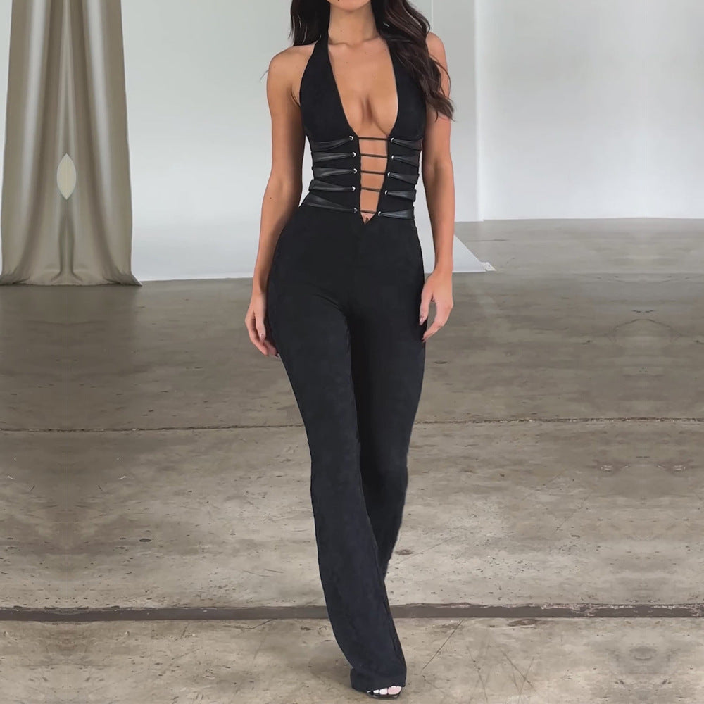 Women's Lace Lash Rope Jumpsuit