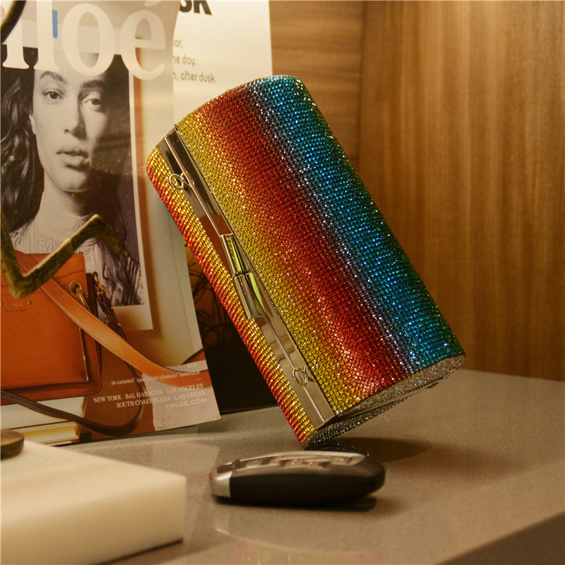 Rainbow Rhinestone Purse Evening Bag