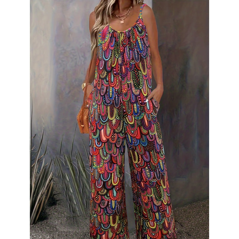 Women's Printed Loose Jumpsuit