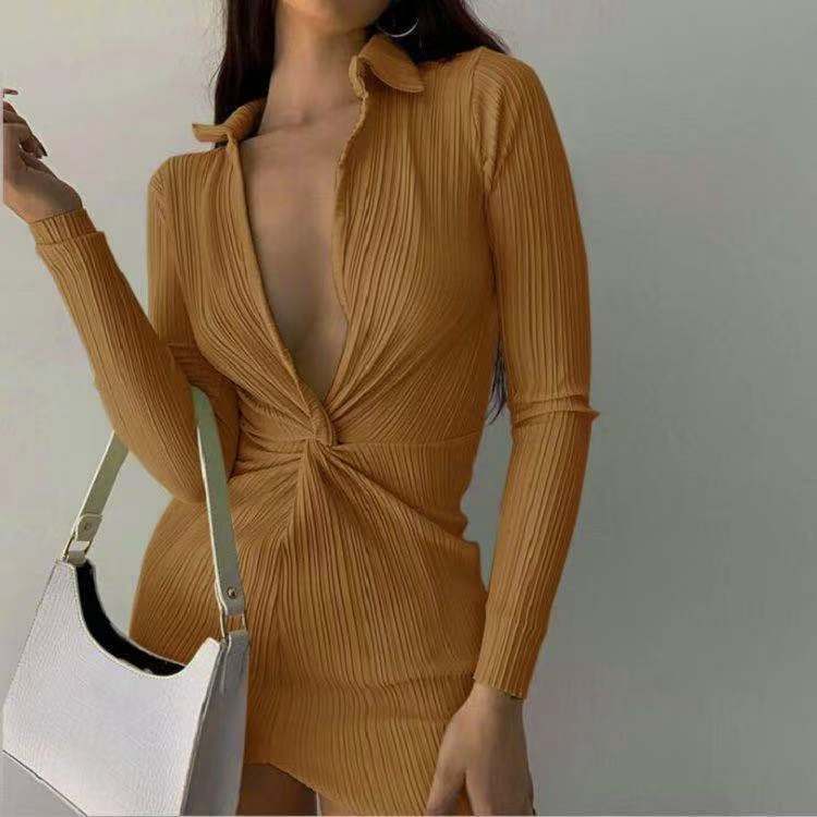 Fashionable Sexy New L-neck Twisted Sexy Tight-fitting Dress