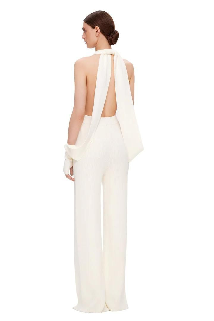 Summer Backless Halter V-neck Slimming Backless Slit Jumpsuit