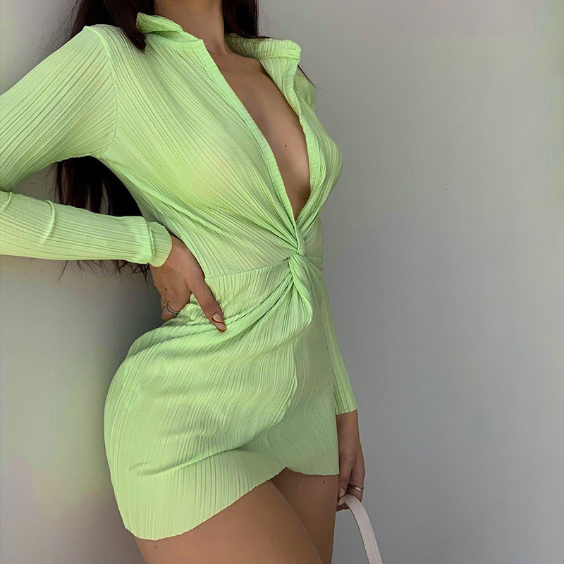 Fashionable Sexy New L-neck Twisted Sexy Tight-fitting Dress