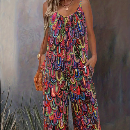 Women's Printed Loose Jumpsuit