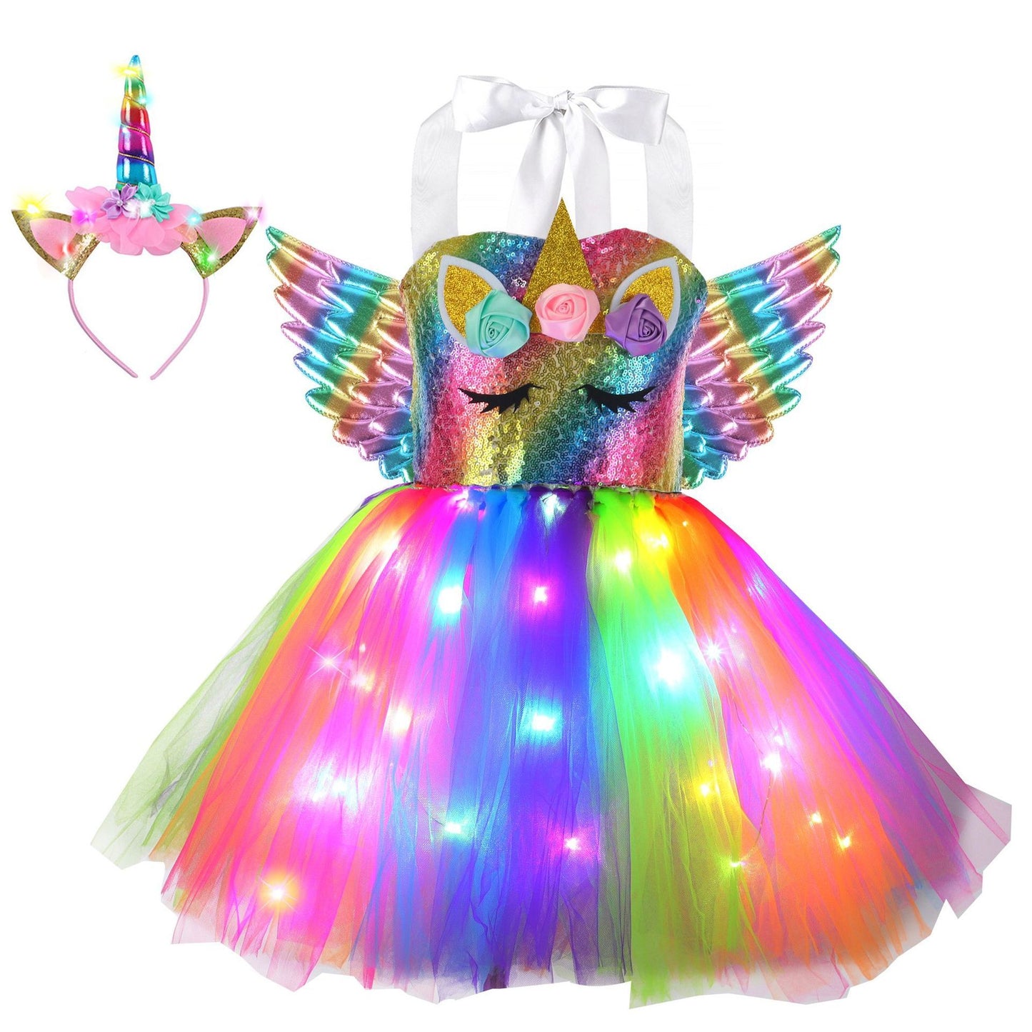 TUTU Skirt Children's Wings With Lights Gauze Skirt Cross-border Amazon Children's Princess Dress LED TUTU