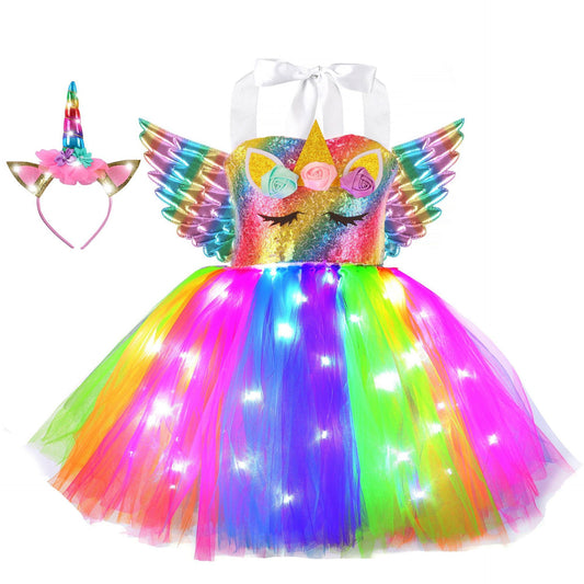 TUTU Skirt Children's Wings With Lights Gauze Skirt Cross-border Amazon Children's Princess Dress LED TUTU