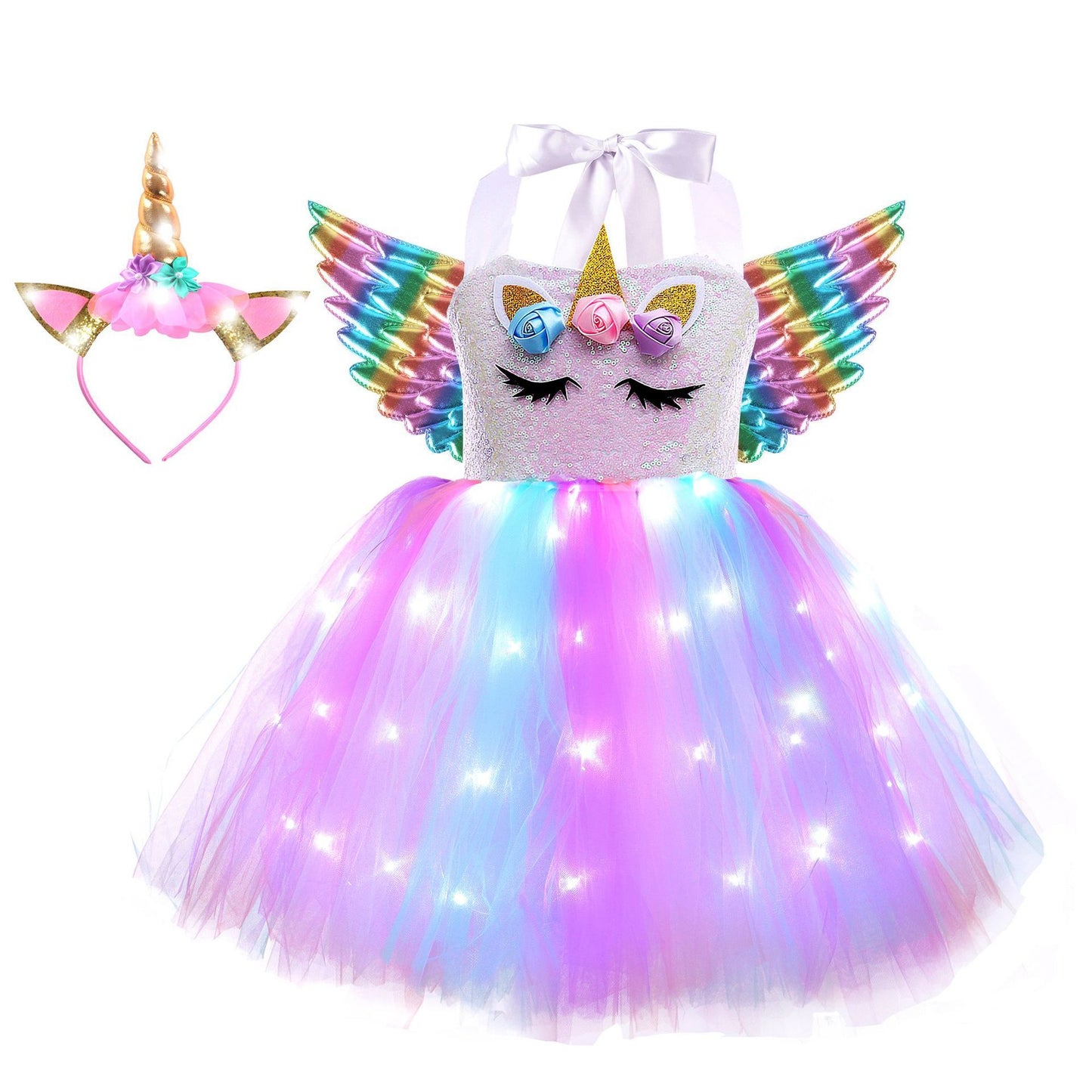 TUTU Skirt Children's Wings With Lights Gauze Skirt Cross-border Amazon Children's Princess Dress LED TUTU