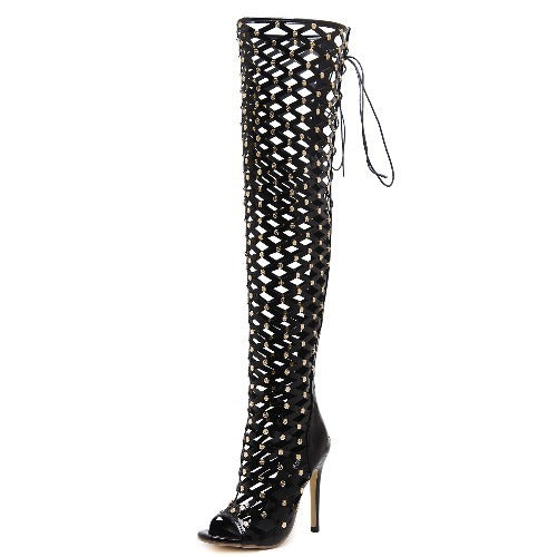 Women's Fashion Hollowed-out High Heel Sandal Boots