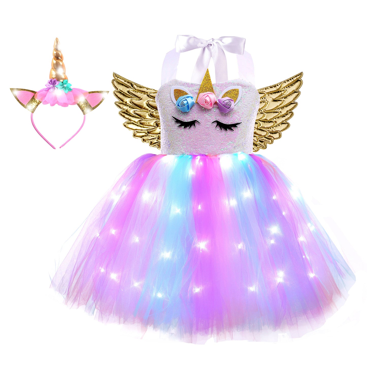 TUTU Skirt Children's Wings With Lights Gauze Skirt Cross-border Amazon Children's Princess Dress LED TUTU