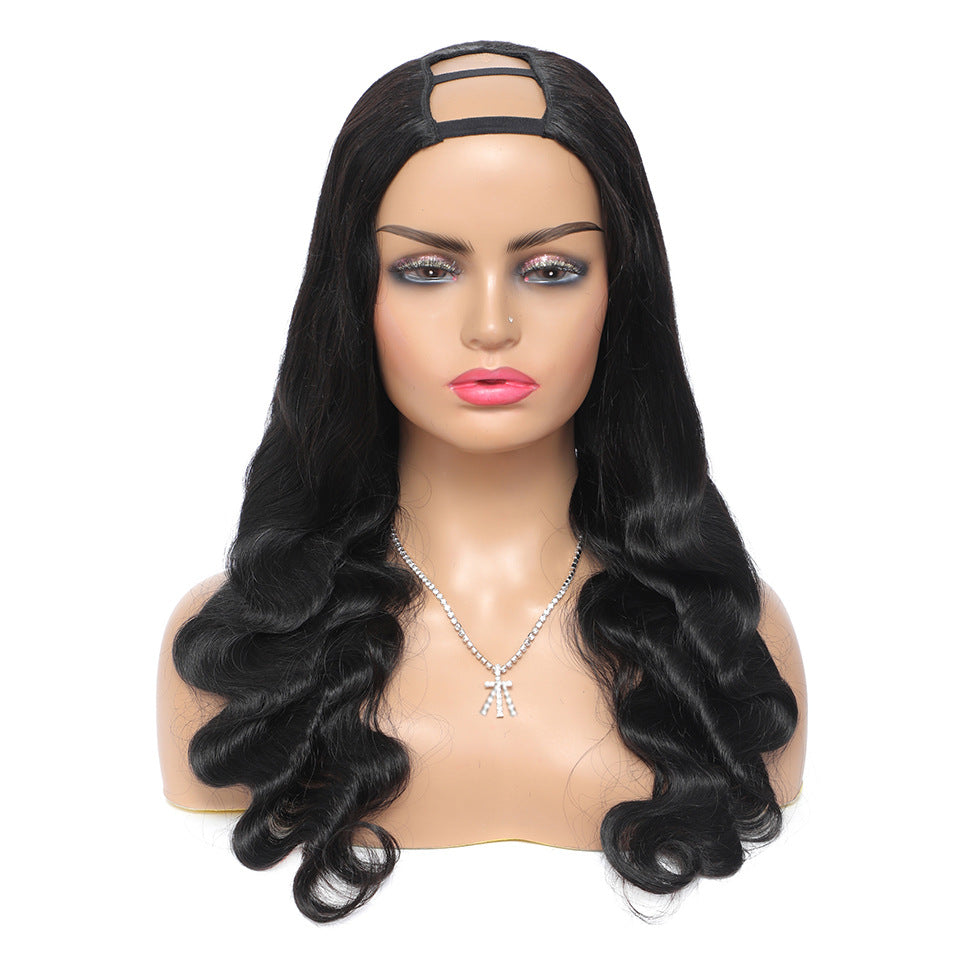 Creative Big Wave Mid-seam Human Wigs Headgear