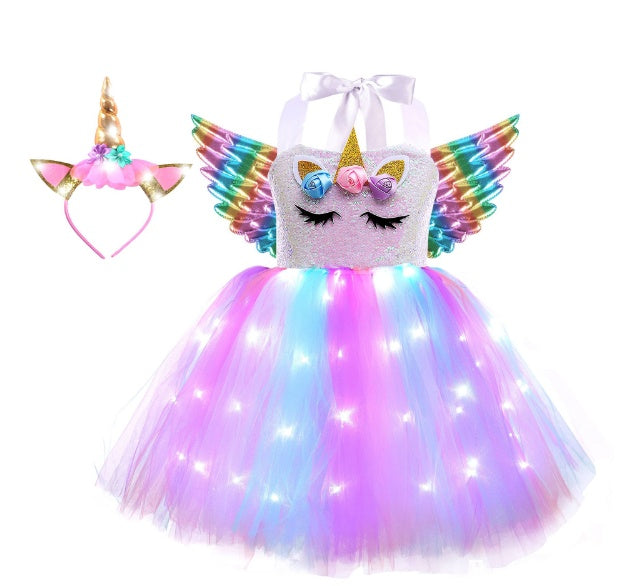 TUTU Skirt Children's Wings With Lights Gauze Skirt Cross-border Amazon Children's Princess Dress LED TUTU