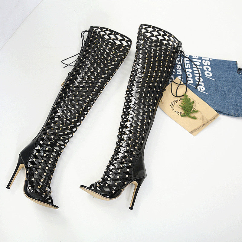 Women's Fashion Hollowed-out High Heel Sandal Boots