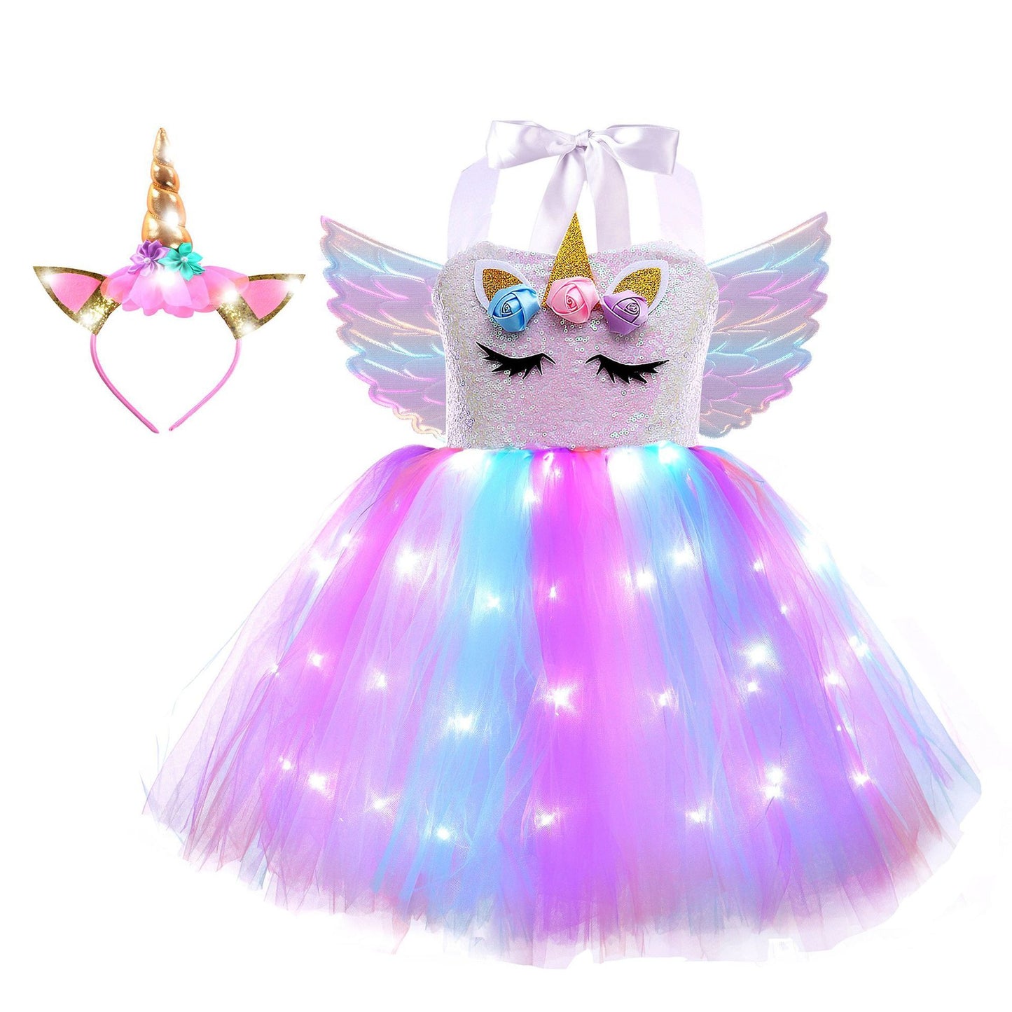 TUTU Skirt Children's Wings With Lights Gauze Skirt Cross-border Amazon Children's Princess Dress LED TUTU