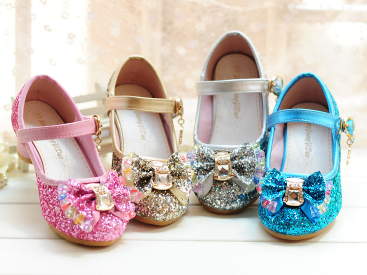 Girls High Heel Shoes Princess Crystal Shoes Middle And Big Children