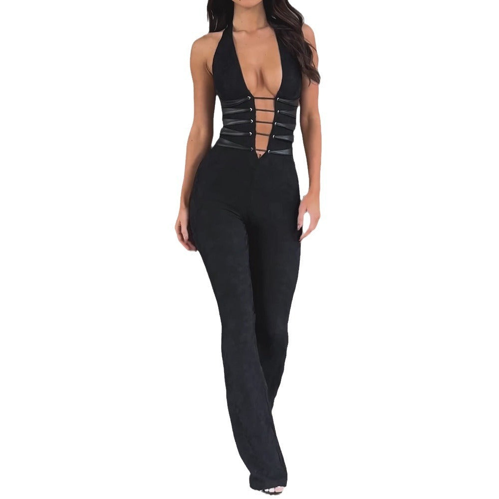 Women's Lace Lash Rope Jumpsuit