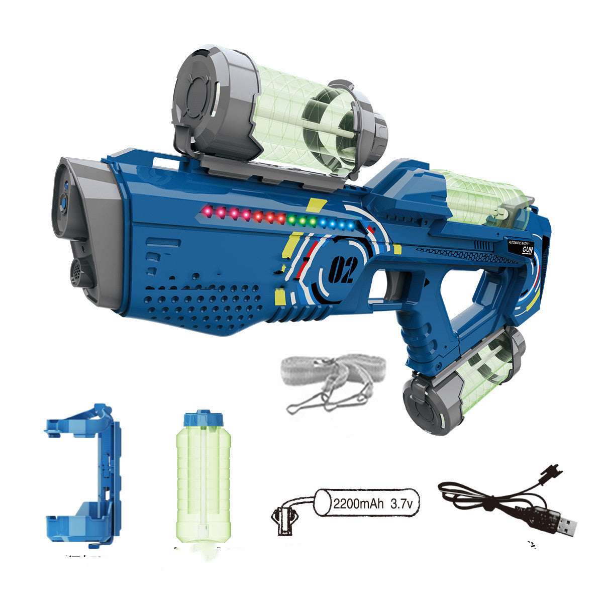 Automatic Summer Electric Water Gun With Light Rechargeable