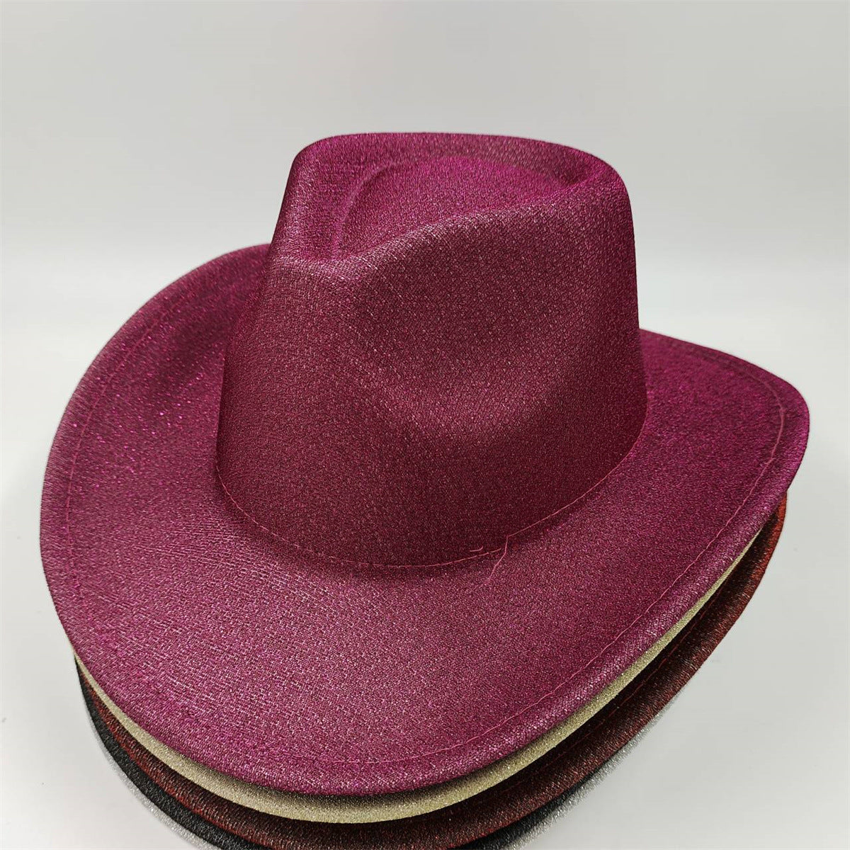 Glitter Western Denim Woolen Broad-brimmed Hat