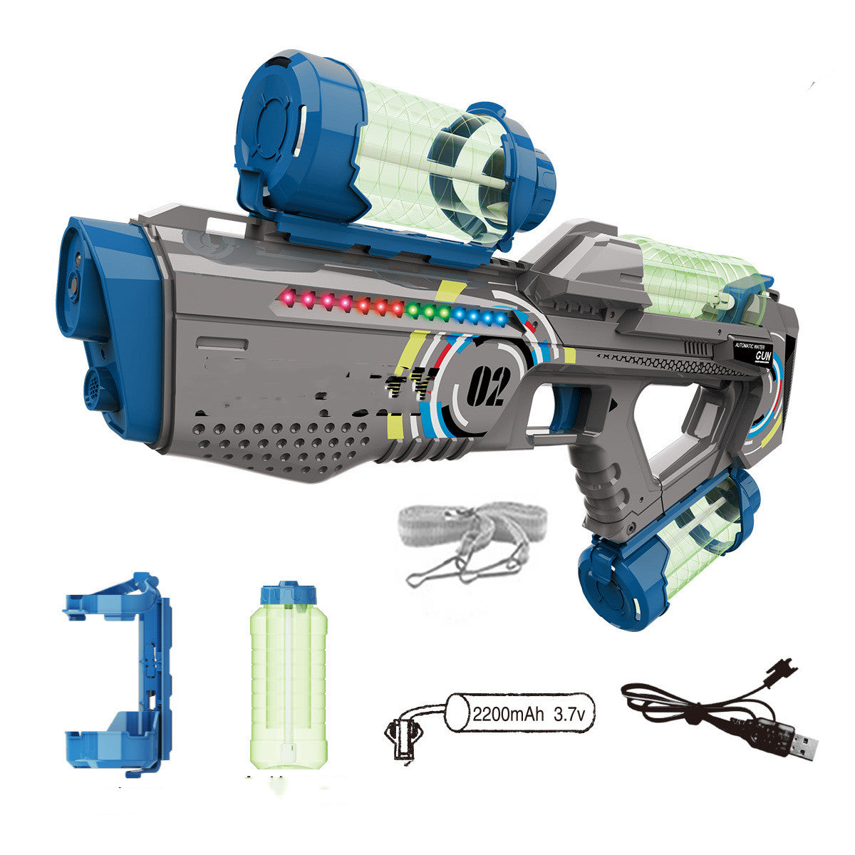 Automatic Summer Electric Water Gun With Light Rechargeable